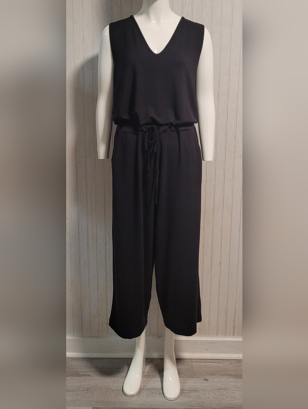​Quince French Terry Modal Sleeveless Jumpsuit Black EUC Size XL - Picture 2 of 16